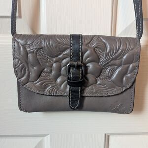 Patricia Nash Embossed Gray Leather Crossbody Bag
